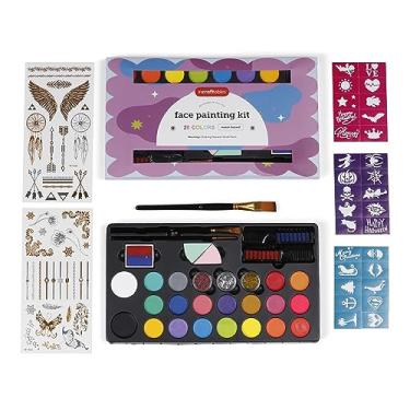 Imagem de Incraftables Kit De Pintura Facial Para Crianças E Adultos, Conjunto Tintas 24 Cores Com Estênceis, Pincéis Glitter. Maquiagem Profissional Atóxica Festas Festivais. Designs "Faça Você Mesmo".
