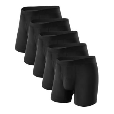 Imagem de TIICHOO Cuecas Boxer Masculinas Para Incontinência, Laváveis E À Prova De Vazamentos, Com Proteção Discreta Confortável, Pacote 5 (Grande, Pretas)