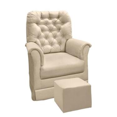 Imagem de Poltrona de Amamentação Agatha com Balanço e Puff Suede Bege - Phoenix