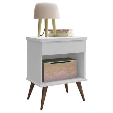 Imagem de Mesa De Apoio Infantil Retrô Melinda Com 1 Gaveta Branco - Phoenix Baby Branco
