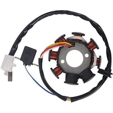 Imagem de OEPUNAIKE Estator De Ignição Magnética 4 Fios Ac 8 Polos Se Encaixa Para Motor Gy6 50Cc 80Cc 100Cc Scooter Moped Atv Sunl Roketa Dune Buggy Go Kart Taotao, Buyang, Coolsport, Kazuma, Sunl, Nst