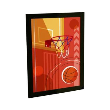 Imagem de Quadro Decorativo Basquete Ilustração Vermelha Cesta Esportes