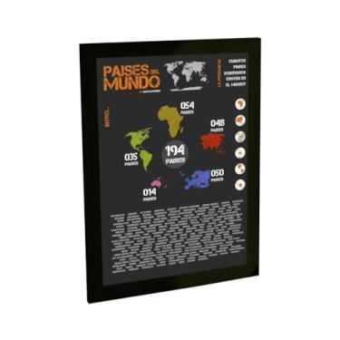 Imagem de Quadro Decorativo Países Do Mundo Mapa Estatísticas Poster Quarto Sala
