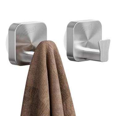 Imagem de TAILI Ganchos elegantes de sucção de banheiro de aço inoxidável 304 para toalha, roupão de banho, bucha, gancho de parede de vidro para pendurar sem danos, suporte de ventosa forte patenteado, suporta