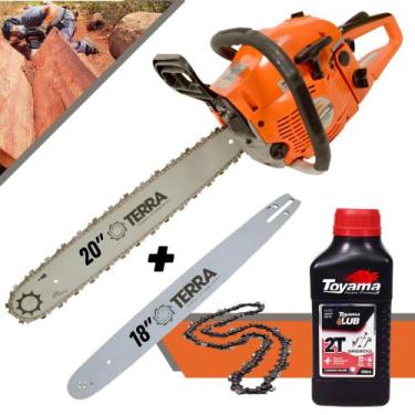 Imagem de Motosserra Profissional Á Gasolina Terra MT520 Com ÓLEO TOYAMA 2T 52cc