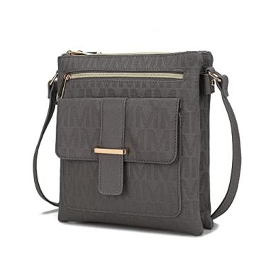 Imagem de MKF Collection Bolsa tiracolo feminina de couro vegano, bolsa carteiro com compartimento triplo da Mia k, Janni Gray, Medium