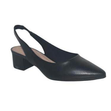 Imagem de Slingback feminino salto bloco bico fino Beira Rio, Preto, 37