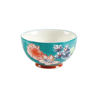 Imagem de Estilo pastoral de uso caseiro, criativo e personalizado, esculpido à mão, tigela alta de cerâmica - azul lago - tigela pequena de 11,4 cm