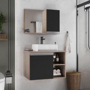 Imagem de Conjunto Gabinete Banheiro Virtus 60cm - Gabinete + Cuba + Espelheira 