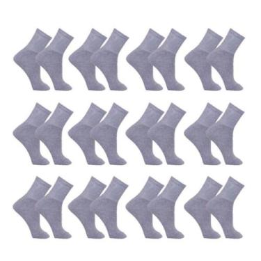 Imagem de Kit 12 Pares de Meias Masculina Sport Cano Médio - Polo Basic, Cinza, 