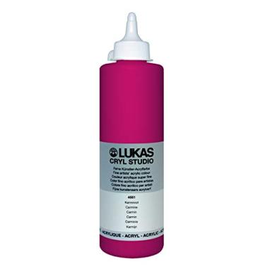 Imagem de Lukas CRYL Studio Tinta acrílica para artista, carmim, frasco de 500 ml - Tintas acrílicas de alto pigmento para pintura em tela, trabalhos em grande escala - Viscosidade média, mistura de água