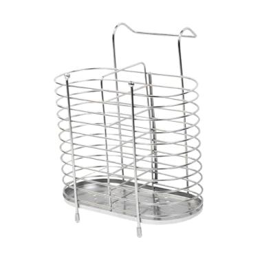 Imagem de Ｂｅｓｇａ Suporte para pauzinhos, escorredor de talheres, cesta de metal para parede, organizador de talheres de cozinha, organizador de utensílios, decoração