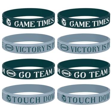 Imagem de AKAIXI 8 pulseiras de silicone de futebol, pulseiras de futebol a granel para mulheres e homens, lembrancinhas de festa de aniversário de futebol, presentes de festa temáticos esportivos para fãs de