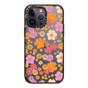 Imagem de CASETiFY Capa Impact para iPhone 14 Pro Max [4X testado contra quedas de grau militar/proteção contra quedas de 2,5 metros] - Flores hippie boho retrô (padrão floral dos anos 60/70 em fundo