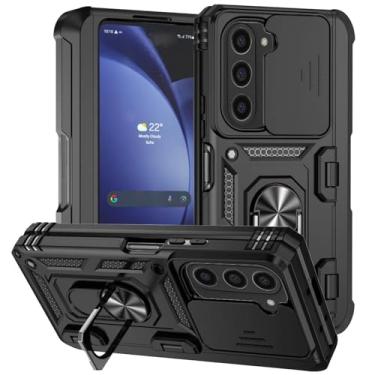 Imagem de Capa para Galaxy Z Fold 6, resistente a choques, com suporte de anel militar e compartimento para caneta oculto, capa protetora (para Galaxy Z Fold 6/preta)
