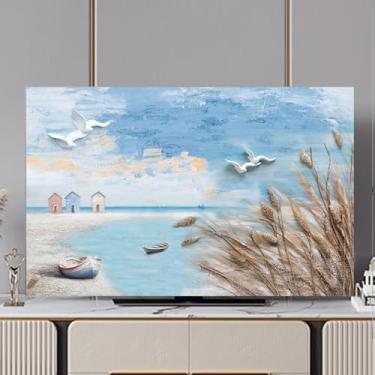 Imagem de Capa de TV Capa protetora contra poeira de TV com impressão moderna para LCD LED Desktop/Pendurar/Protetores de tela curvados Sala de Estar Arte Decoração Tecido Azul 1||65 polegadas (152 x 92 cm)