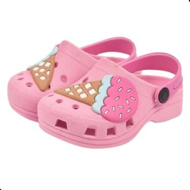 Imagem de Babuche Infantil Menina Estampa Sorvete, Sandália Anatômica Confortável em Borracha Micro Expandida com Solado Antiderrapante, Calce Fácil (Pink, BR, Criança de 1 a 3 anos, Faixa Numérico, 19, 20)