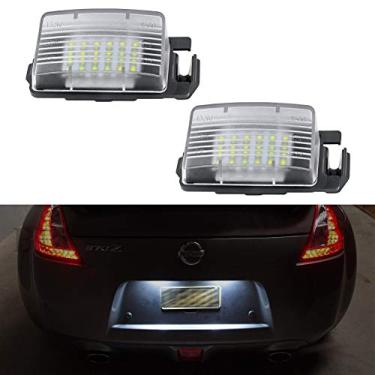 Imagem de Gempro 2 peças de substituição de montagem de luz de placa de licença LED para Nissan 350z 370z GT-R Cube Leaf Sentra Versa 5D/4D Infiniti Q60 G35 G37 G25, alimentado por luzes LED brancas xenon 18SMD