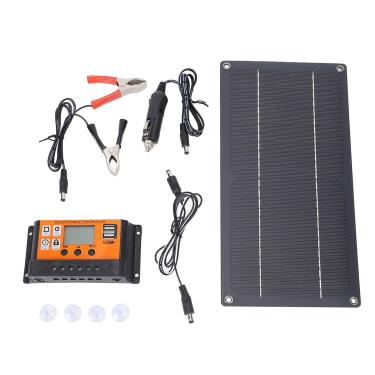 Imagem de aqxreight 12V Carregador de Bateria Solar 10W Painel Solar Portátil Kit Com 10A Controlador IP67 para Carro RV Barco Motocicleta Marinha Trailer