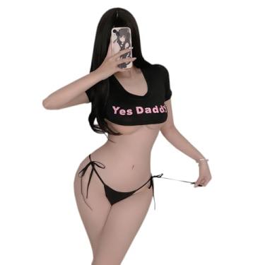 Imagem de SENJIY Biquínis sensuais para mulheres, lingerie minimalista, roupa de banho mini micro traje de banho, cosplay, roupa de banho, anime, encenação, Lolita, kawaii, lindo, conjunto de tanga