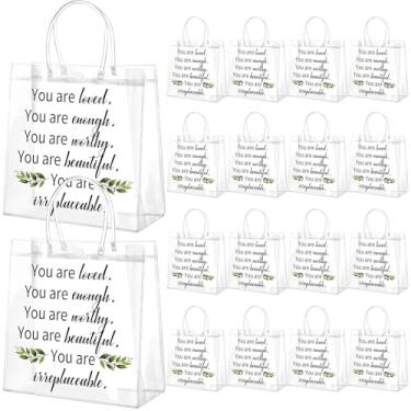 Imagem de Dansydaisy 20 peças de sacolas de presente inspiradoras de PVC transparente You Are Loved You Are Enough Self-Worth Treat Tote Bag Positive Affirmation Favors Motivation Quotes Sister Mom Friend Gift
