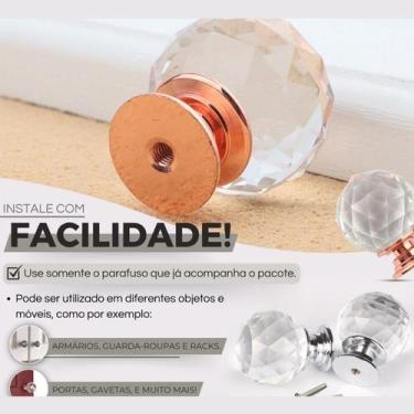 Imagem de Maçaneta Puxador Cristal Redondo Ponto Bola Rose Gold 20MM P - FERRAGE