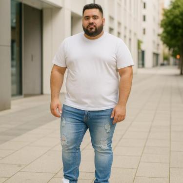 Imagem de CALÇA JEANS Masculina RASGADA Plus Size Grande Tamanho 44 46 48 Reforç