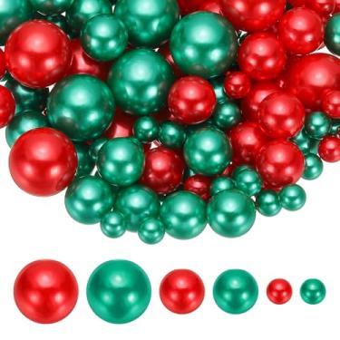 Imagem de PATIKIL Contas de pérolas falsas de 8/14/20 mm, 150 peças, enchimento de vaso, contas redondas para festa, aniversário, casamento, mesa, caixa de presente, vermelho/verde