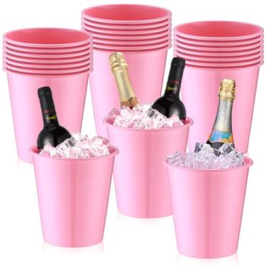 Imagem de Layhit 24 baldes de gelo de plástico para festas, balde de vinho de 3 litros, suporte de gelo portátil, refrigerador de vinho descartável para festa de casamento, bebida, champanhe, refrigerante e