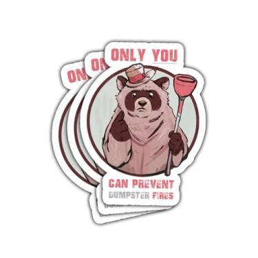 Imagem de Adesivo transparente de 3 peças Only You Can Prevent Dumpster Fires Dumpster Fire Response Team Stickers Bear Animal Quote Meme Humor para telefone, garrafa de água, carros, capa para celular, laptop,