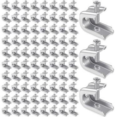 Imagem de Hicarer 400 peças 1/10.2 cm x 20 braçadeiras de aço parafuso em ganchos para flanges anel de fio de haste rosqueada forte com parafusos de ponta endurecida