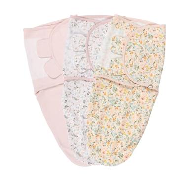 Imagem de MY LITTLE ZONE Pacote com 3 sacos de dormir para bebê, cueiros para recém-nascidos, sacos de dormir de algodão, panos de dormir para meninas, essenciais para bebês (faixa rosa floral para bebês de 0 a
