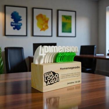 Imagem de Troféu Texto Curvo - Base madeira - 4 Dimension, 10 unidades