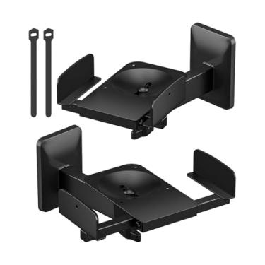 Imagem de ZGUZMCMK 2x Suportes de parede para alto-falantes de estante Suporte de áudio multiuso com braçadeiras de cabo Suporte de alto-falante universal fácil de
