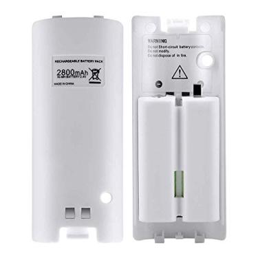 Imagem de Baterias recarregáveis para controle remoto Wii NIFERY, pacote com 2 baterias recarregáveis de 2800 mAh para controle remoto Wii/Wii U (branca)