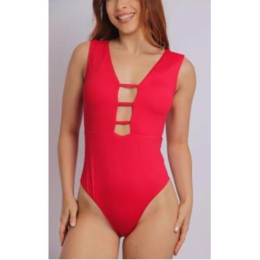 Imagem de 2627 - Maiô Body Com Fenda No Busto Fio Duplo Vermelho - Duna Casual  feminino
