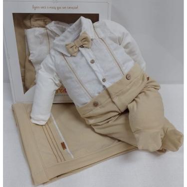 Imagem de Saída Maternidade Luxo Bebê Menino Malha Linho Paraiso 16899