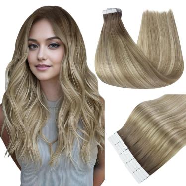 Imagem de Fita adesiva Full Shine para extensões de cabelo em 50 g e 20 cm de loira/marrom