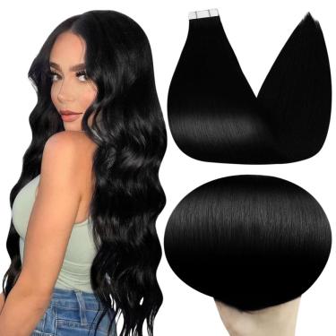 Imagem de Fita adesiva em extensões de cabelo Full Shine Jet Black 25 cm 30 g 20 unidades