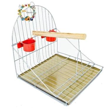 Imagem de Gaiola Aberta Poleiro Para Calopsita Papagaio Maritaca Loro Aves Mansas