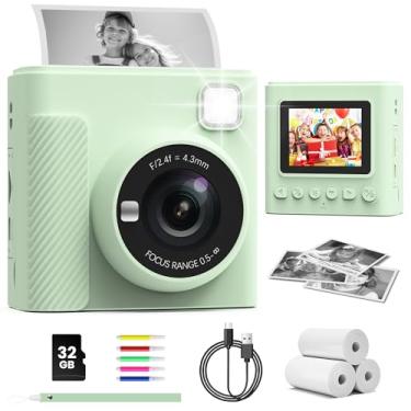 Imagem de TIATUA Câmera De Impressão Instantânea Infantil, Presentes De Natal E Aniversário Para Meninos E Meninas, Câmera Digital Infantil De Vídeo Hd 1080P Com Papel Para Impressão E Cartão 32G, Brinquedo