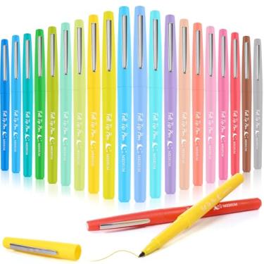 Imagem de Fuyoooo 20 canetas de feltro coloridas de 0,7 mm, marcador de ponto médio, agenda para diário, anotações, arte, escritório e material escolar (cores mistas)