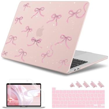 Imagem de May Chen Capa para MacBook Pro 33.0 cm M2 2023,2022,2021,2020 A2338 M1 A2251 A2289, capa rígida de plástico para MacBook Pro 13 polegadas com Touch Bar serve para Touch ID, laço estrela rosa giz