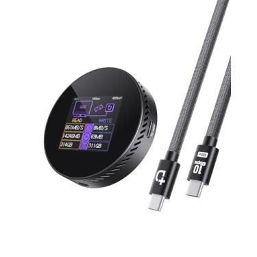 Imagem de DOCKCASE Gabinete magnético Visual M.2 2242 NVMe SSD, 10 Gbps USB 3.2 Tipo-C, 100W PD, proteção de dados PLP 3s, serve para NVMe PCIe 2242/2230, compatível com MagSafe para iPhone 16/15 Pro Max ProRes