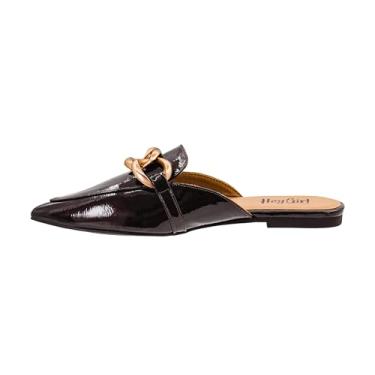 Imagem de Corkys Footwear Hey Girl Playin for Keeps Mula feminina de bico fino com detalhe de corrente grossa, palmilha acolchoada e design moderno e elegante para conforto o dia todo, Merlot, 40