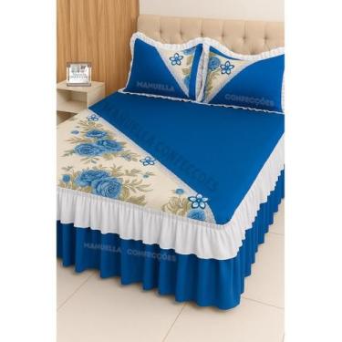 Imagem de Colcha Estampada Acochoada Com babado Duplo e Bico 2,40m X 2,60M- Cama