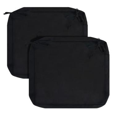 Imagem de FUNHOME Capas de almofada para cadeira ao ar livre, pacote com 2, sem enchimento! Capas de almofada de pátio de substituição 50,8 cm x 45,7 cm x 10,2 cm, capas de almofada resistentes à água, pretas