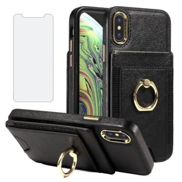 Imagem de Asuwish Capa de celular para iPhone Xs Max carteira com protetor de tela fina de couro PU com compartimento para cartão com bloqueio de RFID suporte i X XR Xsmax 10x SX Xmax 10xs 10s 10 Plus Xmaxs