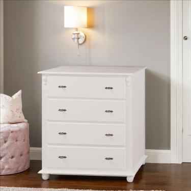 Imagem de Cômoda Clássica Com 4 Gavetas E Pés Torneados - Nude Laca