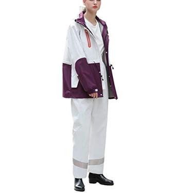 Imagem de Jaqueta De Chuva Impermeável Para Homens E Mulheres Capa De Chuva Com Capuz Jaqueta Impermeável Calças De Chuva Capa De Neve Esqui, Violet, M